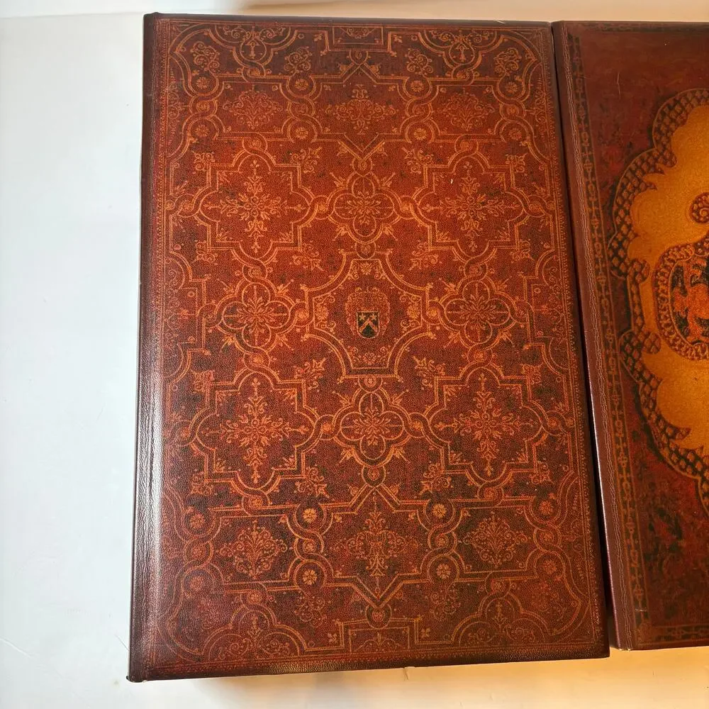 Lot 2 Vintage Aged Book Faux Leather Hidden Safe Stash Boxes Storage Compartment